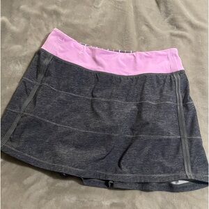 Lululemon Pace Rival Skirt Skort Womens Size 6 Tall Gray White Tennis